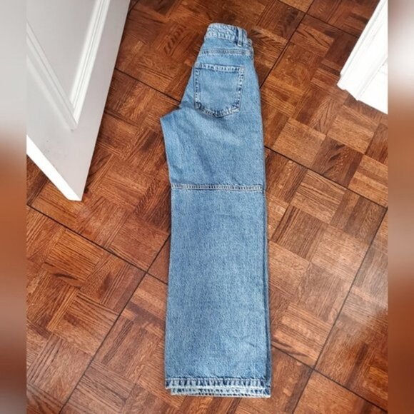 Garage Street High Rise Wide Leg "Cora" Jeans (w) knee hemline seams- Si… - Picture 7 of 13